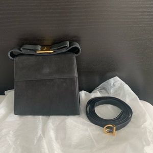 Salvatore Ferragamo Suede Vara Bow Handle 2way Bag